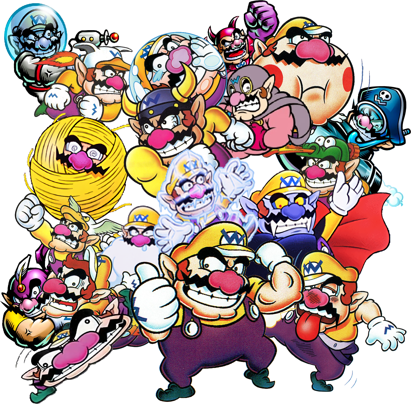 Several Of Wario's Power-ups Over The Years - Wario Power Ups (1700x1700), Png Download