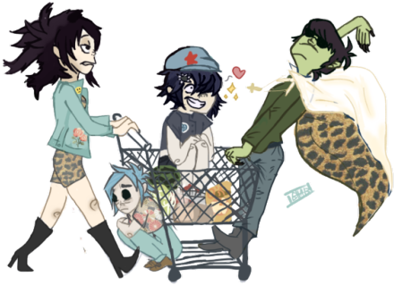 Cyborg Noodle X Murdoc (500x465), Png Download