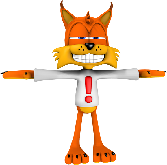 Download Zip Archive - Bubsy 3d Model (750x650), Png Download