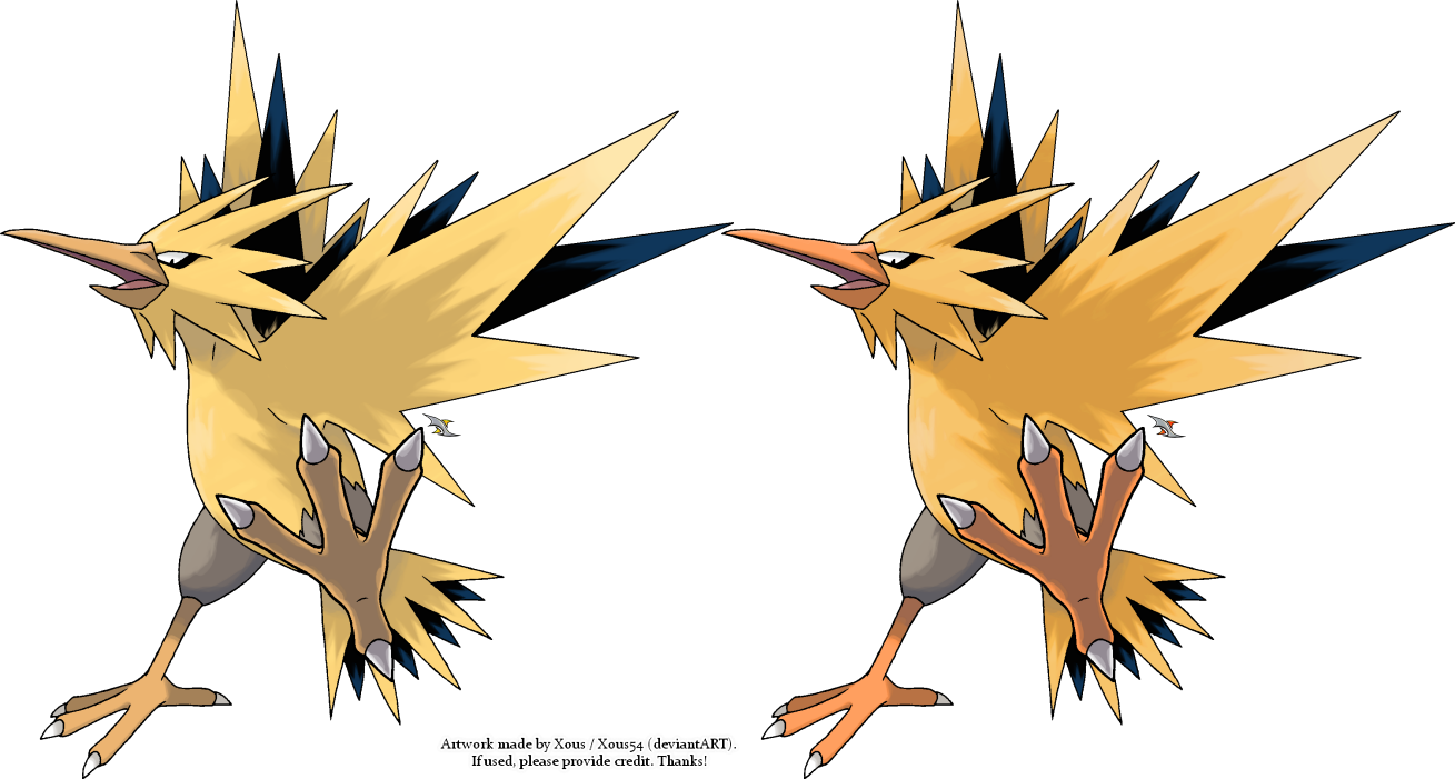 Drawing For Free Download On Mbtskoudsalg - Zapdos And Shiny Zapdos (1309x701), Png Download