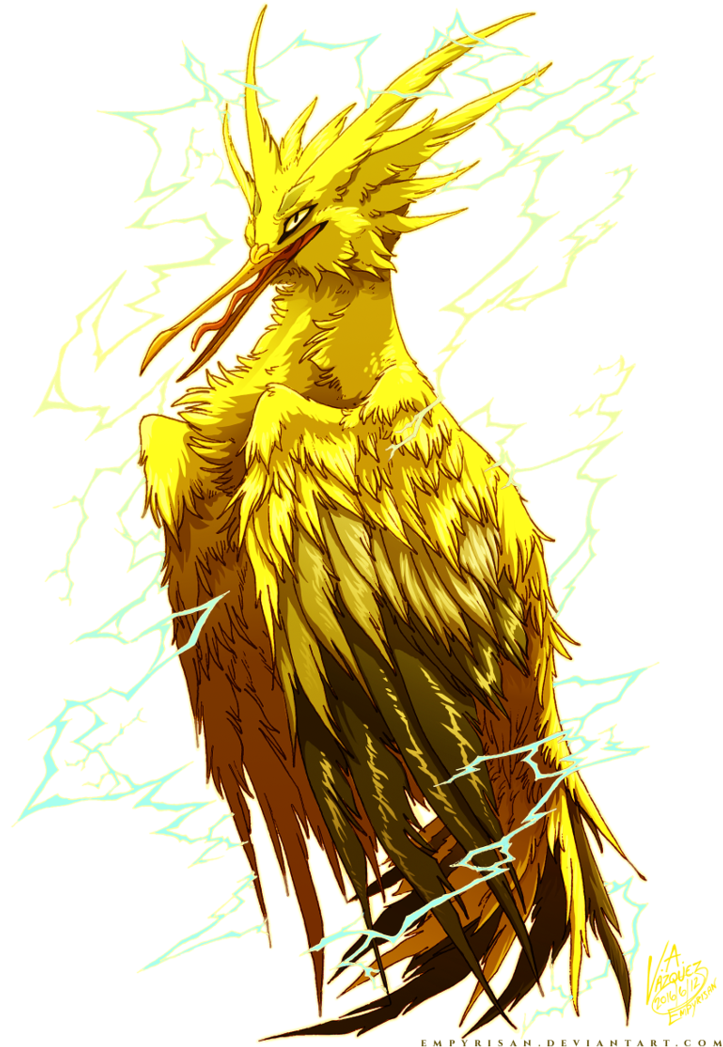 Zapdos Drawing Tattoo Banner Black And White - Zapdos Fan Art (752x1063), Png Download