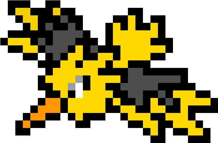 Zapdos - Pokemon Pixel Art Zapdos (1200x1200), Png Download