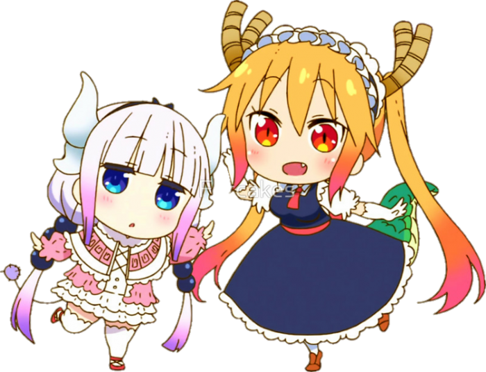 #tohru #kanna Kamui #happiness #kobayashi-san Chi No - Miss Kobayashi's Dragon Maid Chibi (700x536), Png Download