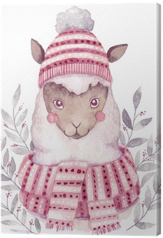 Watercolor Vector Alpaca Illustration - Christmas Watercolor Image Illustration (400x400), Png Download