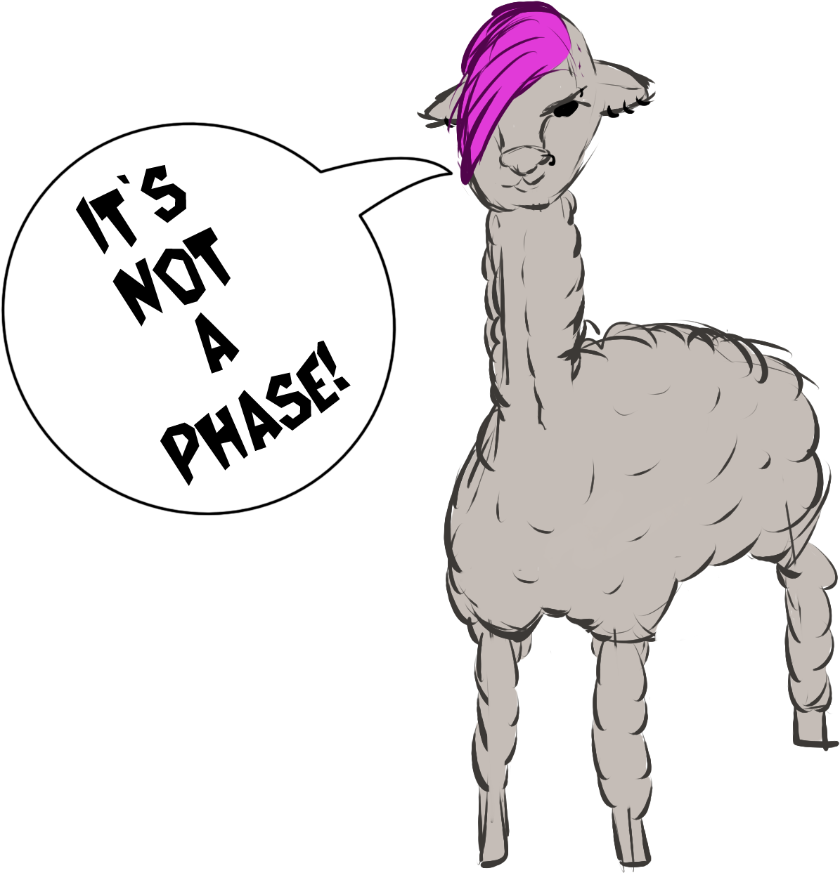 It's Not A Phase Alpaca - Transparent Images Of Alpacas (1305x1488), Png Download