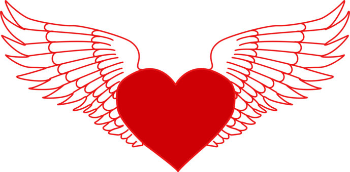 Drawing Heart Flight Organ - Heart With Wings Clipart (689x340), Png Download