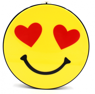 Yellow Happy Face Heart Emoji Harajuku Round Arcylic - Happy Face (600x315), Png Download