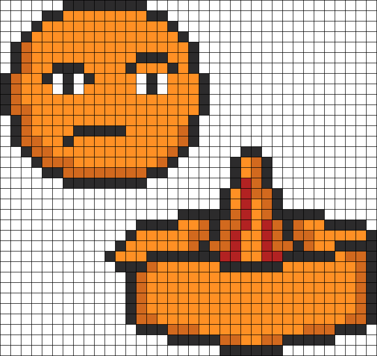 Unannoying Orange Is Not Amused Perler Bead Pattern - Graph Paper Art Mario (757x715), Png Download