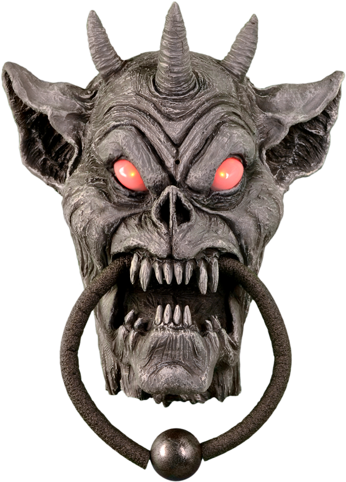 Gargoyle Door Knocker - Bigbolo Animated Gargoyle Skull Door Knocker (1000x1000), Png Download