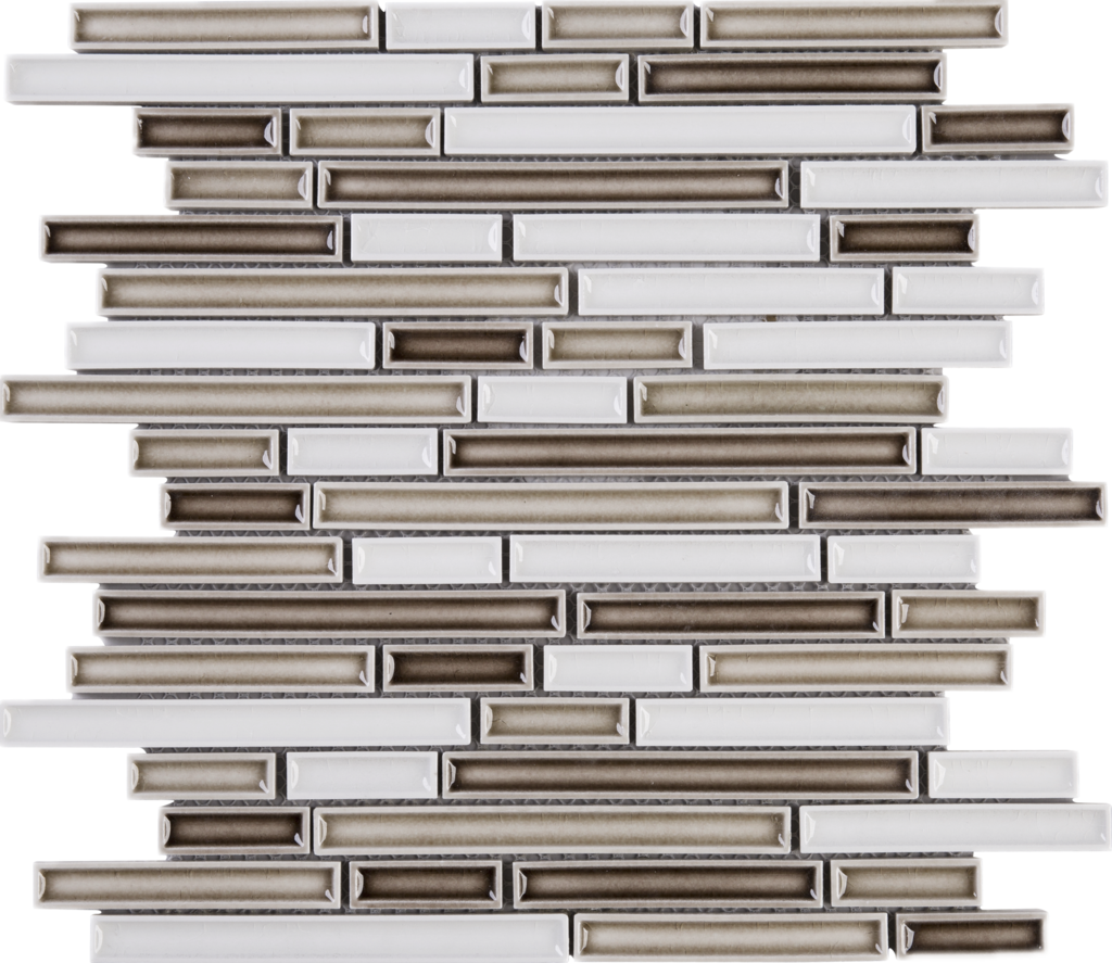 Arabic Random Brick Pattern White And Brown Ceramic - Tile (1024x887), Png Download