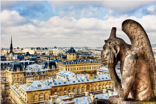 Taf Decor A Bored Gargoyle Sees Paris Photographic (500x500), Png Download