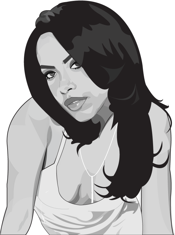 Clipart Black And White Library Aaliyah Drawing - Cartoon Drawing Of Aaliyah (596x799), Png Download