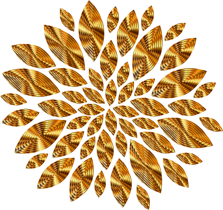 Clipart Gold Flower Petals Variation - Flower Png Black And White (780x732), Png Download