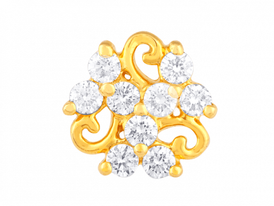 Floral Swirls Diamond Nose Stud - Motif (540x405), Png Download