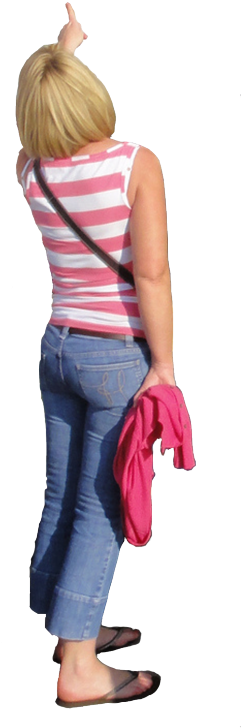 Blonde Woman Pointing Upwards Source - Girl (290x750), Png Download