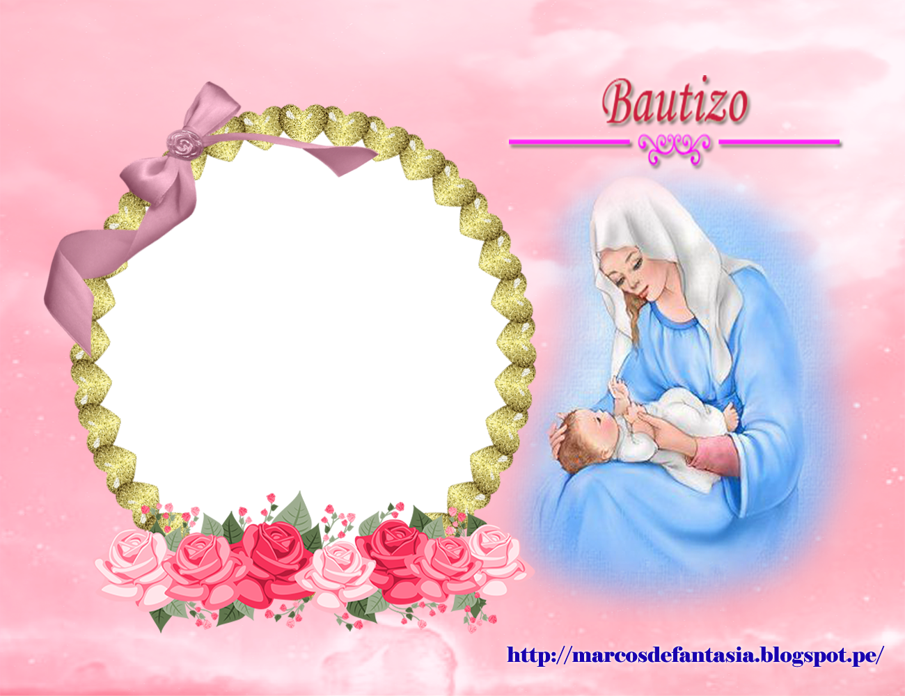 Hijos Aqui He Puesto Algunos Diseños Para Esta Linda - Marco Para Fotos De Bautizo Png (1300x1000), Png Download