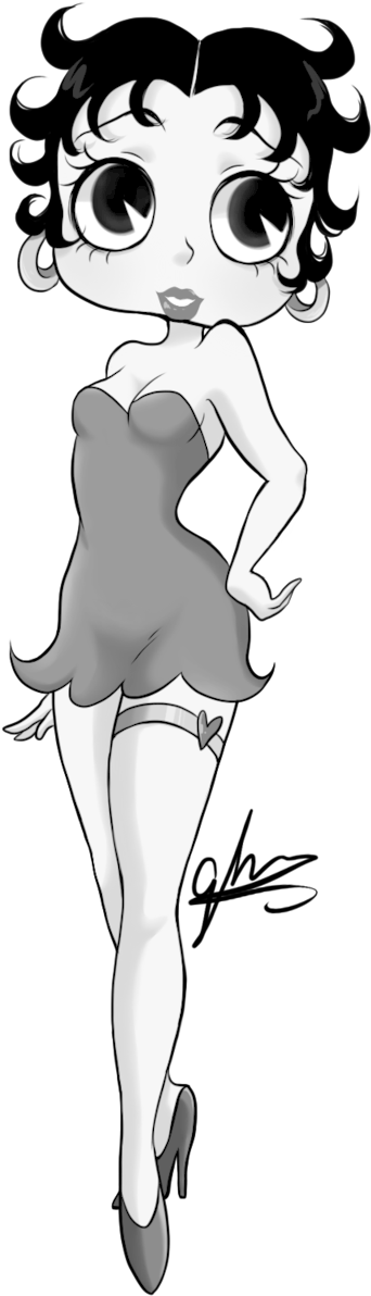 Betty Boop In Black And White By G - Betty Boop Black And White Drawing (400x1200), Png Download