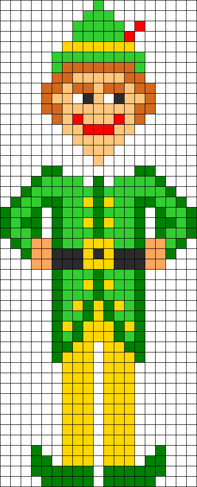 Buddy The Elf Perler Bead Pattern / Bead Sprite - Hama Bead Patterns For Christmas (400x988), Png Download