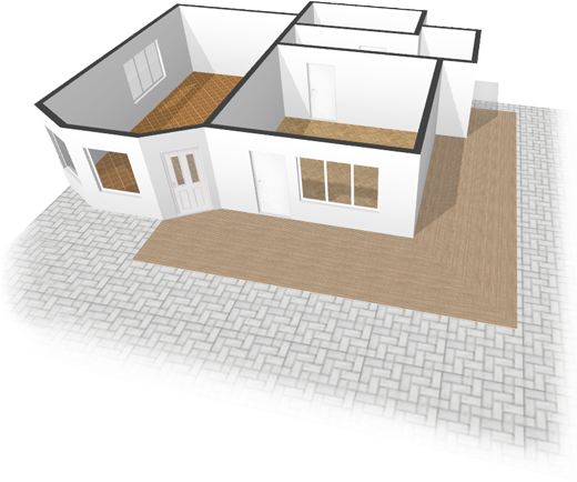Floor Plans, House Plans And 3d Plans With Floor Styler - Basic 3d Floor Plan (519x490), Png Download