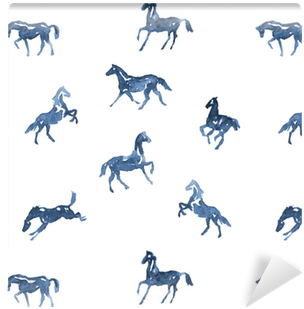 Watercolor Hand Painting Horses Pattern - Horse Background Drawing (400x400), Png Download