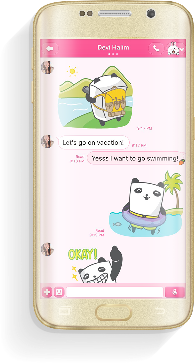 Puffy Panda Line Stickers - Puffy Panda (1200x1700), Png Download