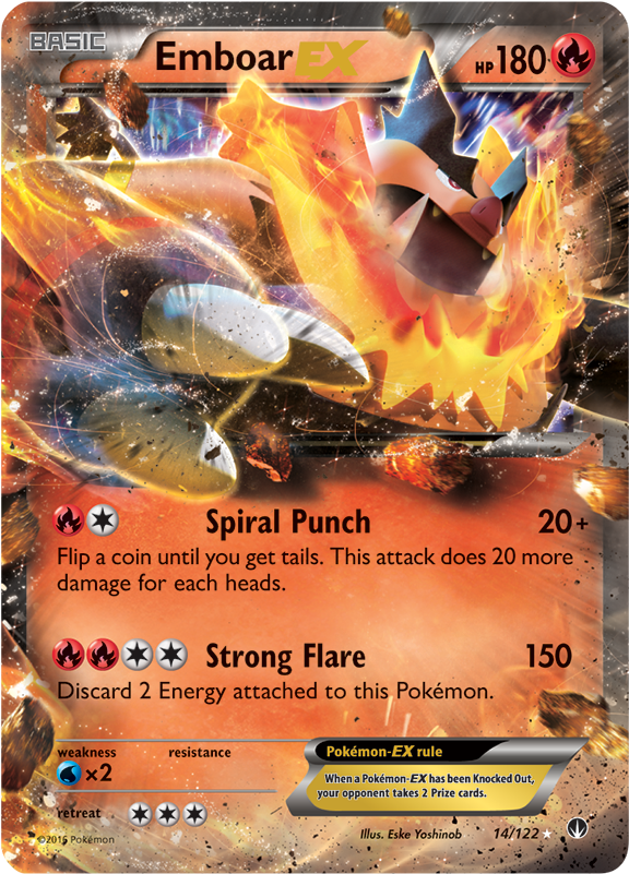 Card Of The Day - Pokemon X & Y Breakpoint Ultra Rare Holo Ex Emboar-ex (800x800), Png Download