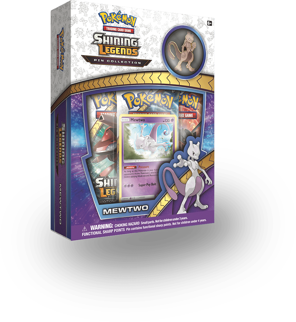 Shining Legends Pin Collection Mewtwo - Pokemon Shining Legends Mewtwo Pin Collection Trading (965x1050), Png Download