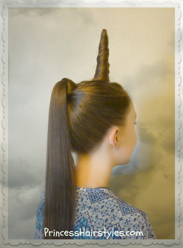 Halloween Hairstyles Or Crazy Hair Day, Unicorn Hairstyle - Unicorn Hairstyles For Girls (590x802), Png Download