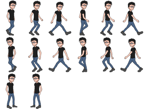 2d Character Walking Sprite (500x378), Png Download