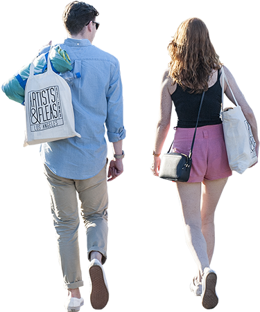 A Pair Of Young People Walking And Shopping As The - Holiday People Png (450x450), Png Download