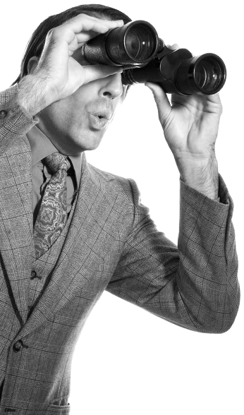 Man Looking Through Binoculars - Looking Through Binoculars Png (346x588), Png Download