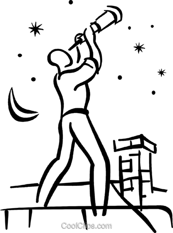 Man Looking Through Telescope - Looking Through Telescope Png (357x480), Png Download