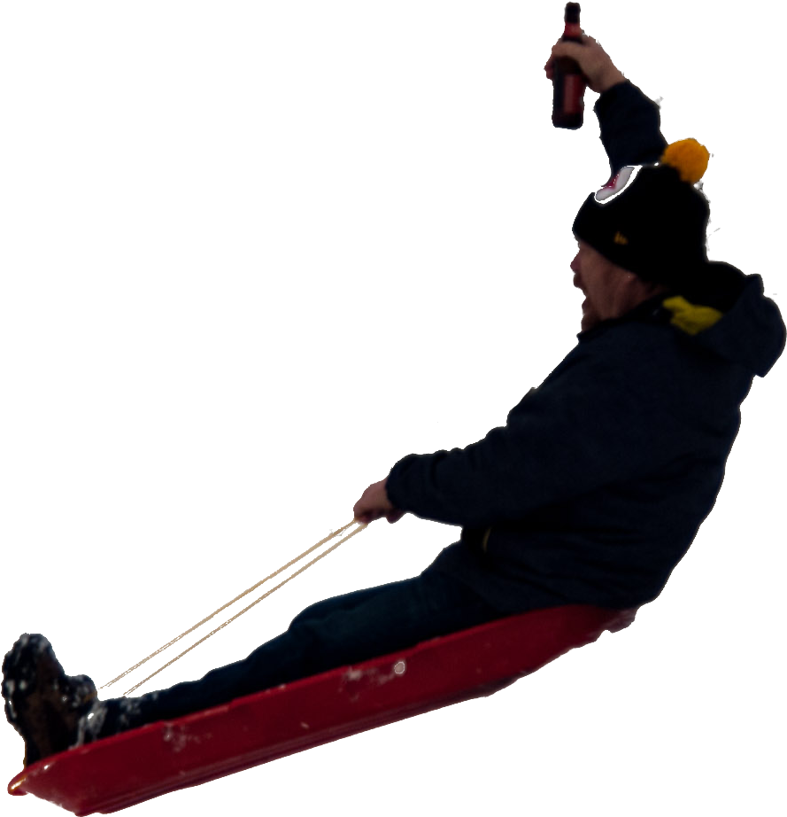 Persona Man Riding A Sled With A Beer In Hand - Figure Skating Jumps (1392x1160), Png Download