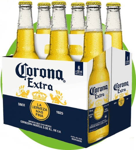 Cerveza - Corona Beer Six Pack (470x517), Png Download