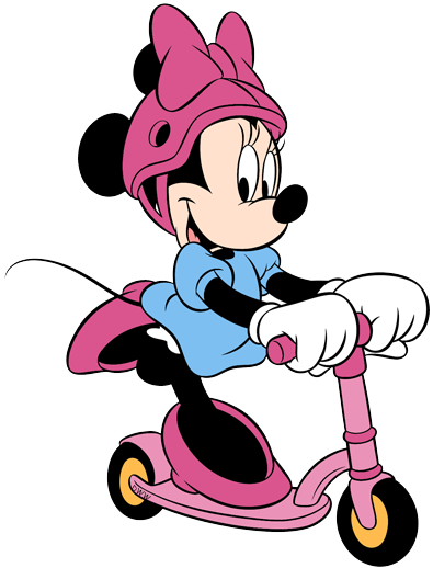 Minnie-scooter2 - Minnie Mouse Wear Sunglass (395x518), Png Download