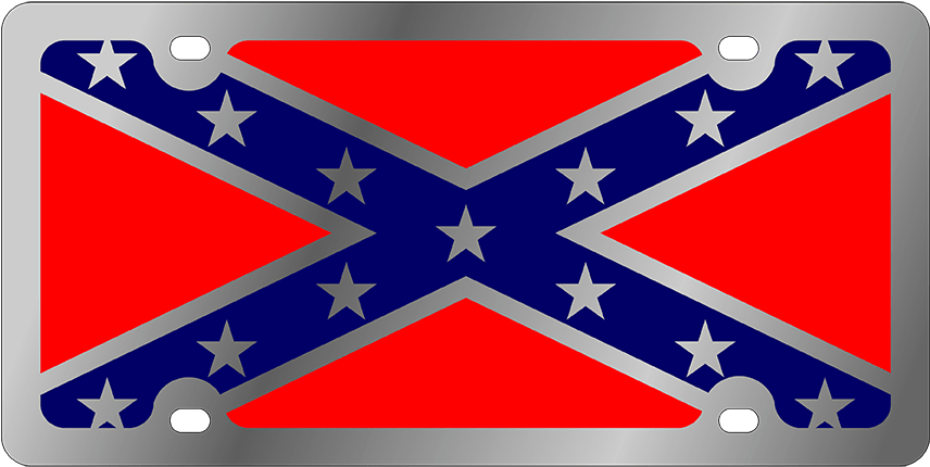 Confederate Rebel Flag License Plate Stainless Steel - Two Flags During The Civil War (900x500), Png Download