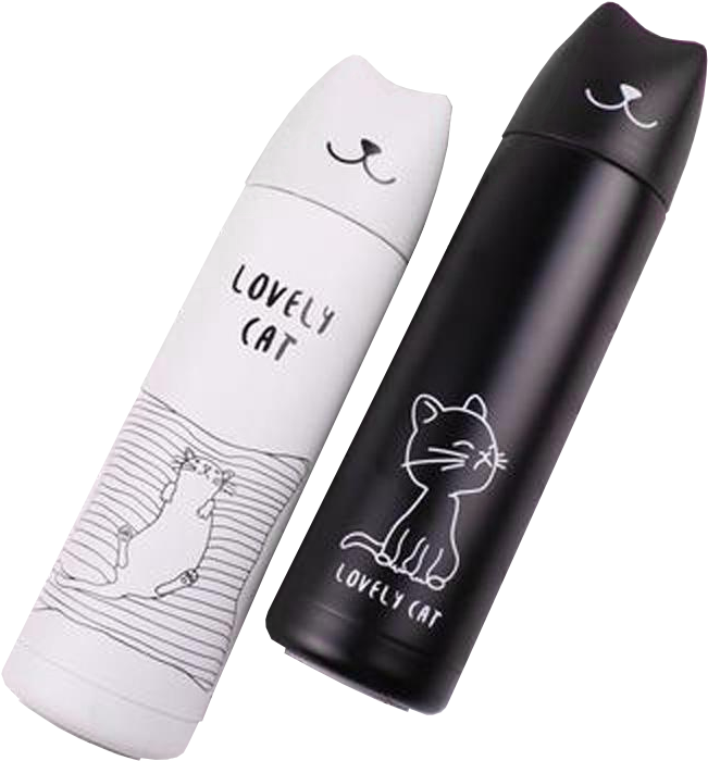 Lovely Cat Thermo With Cap Mug - Termo De Gato (800x800), Png Download