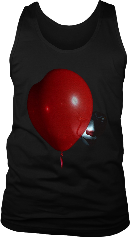 Scary Clown With Red Balloon Horror Halloween T-shirt - Shirt (960x960), Png Download