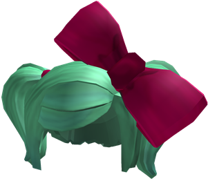 Green Hair With Oversized Bow - Roblox Long Twilight Hair (420x420), Png Download