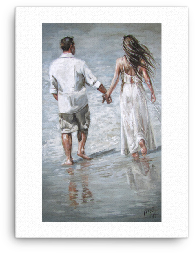 The Good Fight - Couple Holding Hands On The Beach Art (1000x1000), Png Download