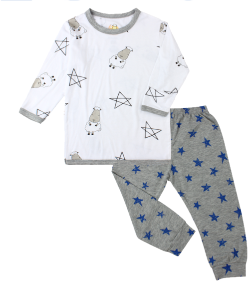 Pyjamas Set White Big Star & Sheepz Blue Star - Pyjamas Set White (580x580), Png Download