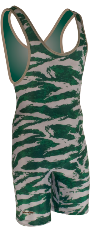 211-5 Camo Dark Green,kelly Green, Silver Grey - Wrestling Singlet (768x768), Png Download