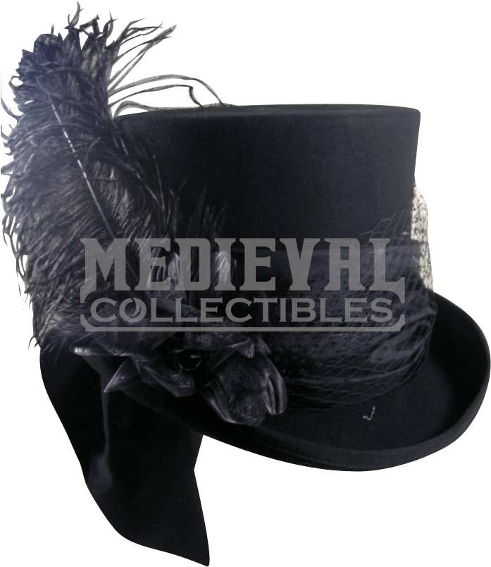 Black Felt Womens Mad Hatter Top Hat - Hat (832x832), Png Download