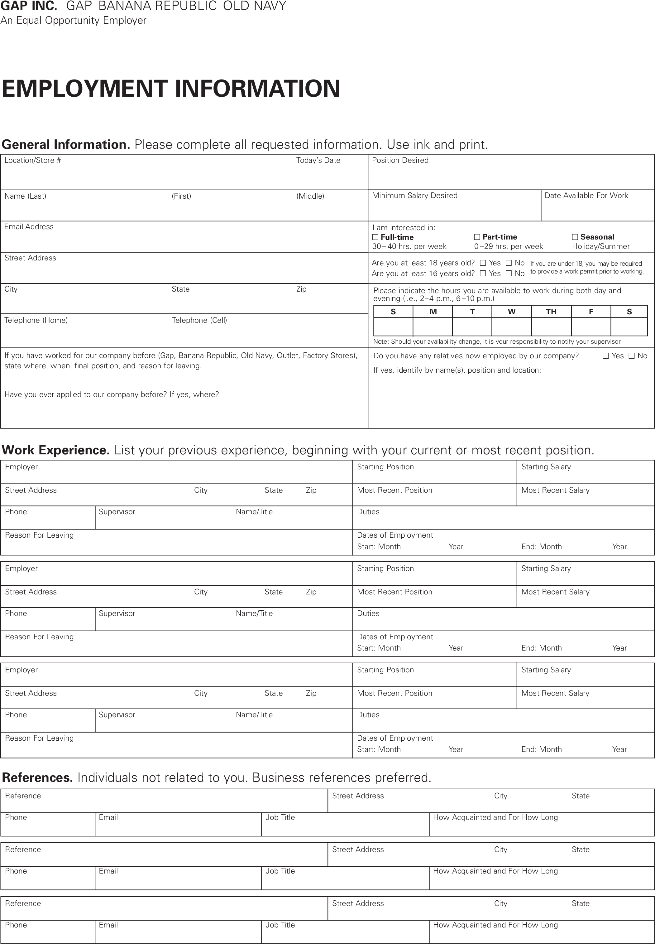Old Navy Job Application (2550x3300), Png Download