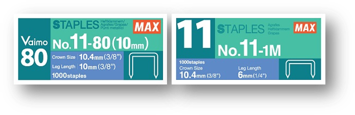 Item - Max Staples No. 11-1m- Pack Of 10 Boxes (10,000 Staples) (707x236), Png Download