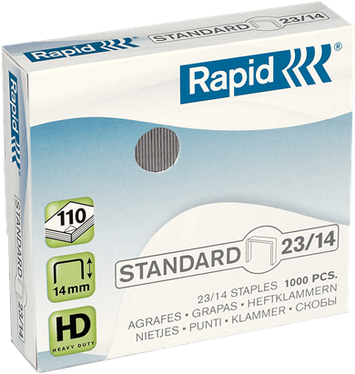 Rapid Standard Staples 23/14 - Rapid Staples Standard 23/14 Box Of 1000 (440x450), Png Download