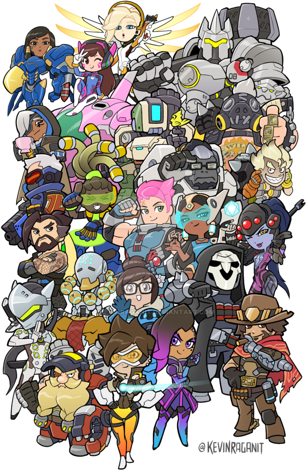 Collage Drawing Video Game - Over-watch Hoodies & Sweatshirts (600x927), Png Download