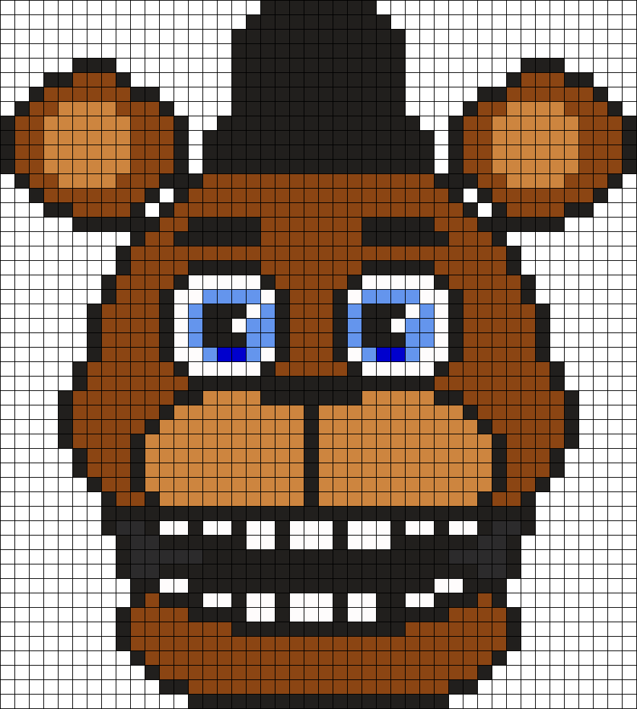 Fnafworld Freddy Perler Bead Pattern / Bead Sprite - Freddy Pixel Art Grid (925x1030), Png Download