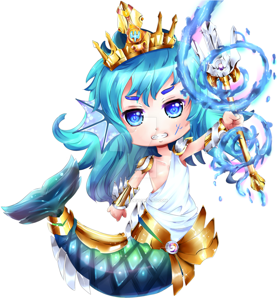 Poseidon By H - Poseidon Chibi (1024x1024), Png Download