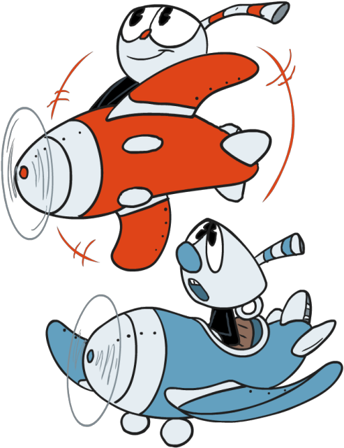 Cuphead Art Clip Art - Cuphead And Mugman Plane (500x662), Png Download